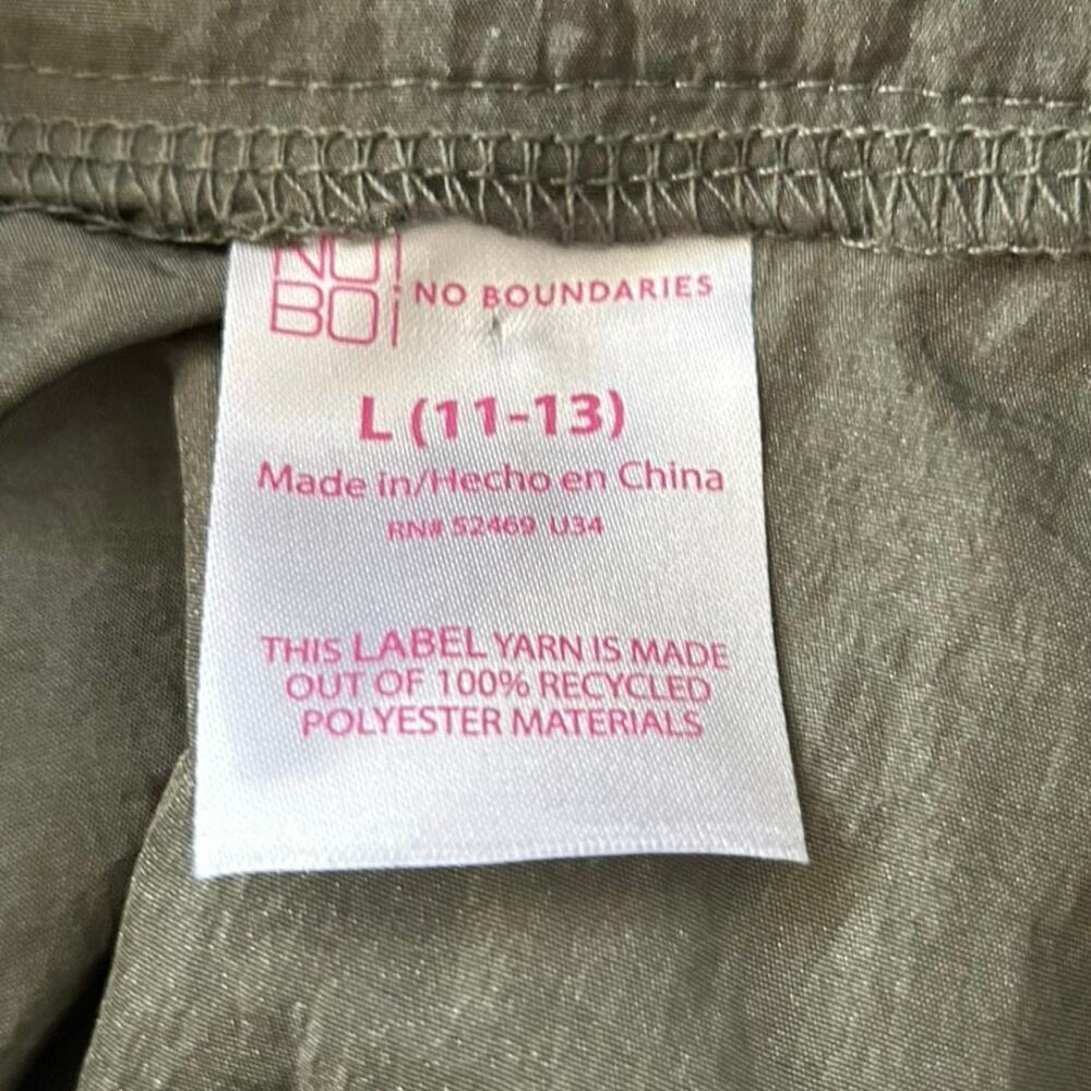 Utility Nylon Zip Front Vest Top Olive Green Cropped Drawstring Hem Womens L Y2K - Picture 5 of 8
